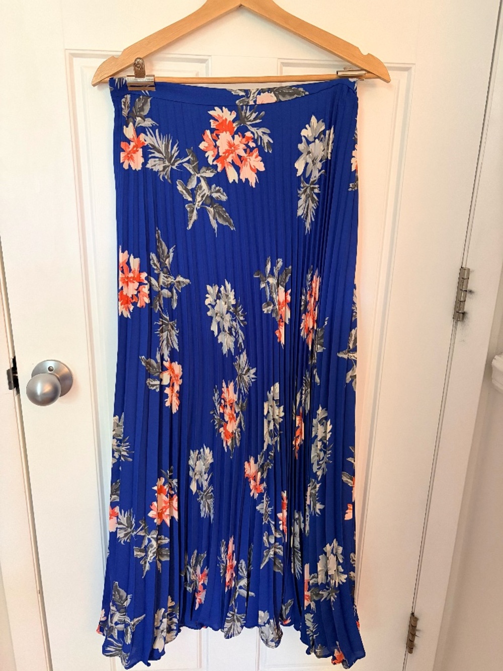 Banana Republic Blue Floral Pleated Maxi Skirt Size 8